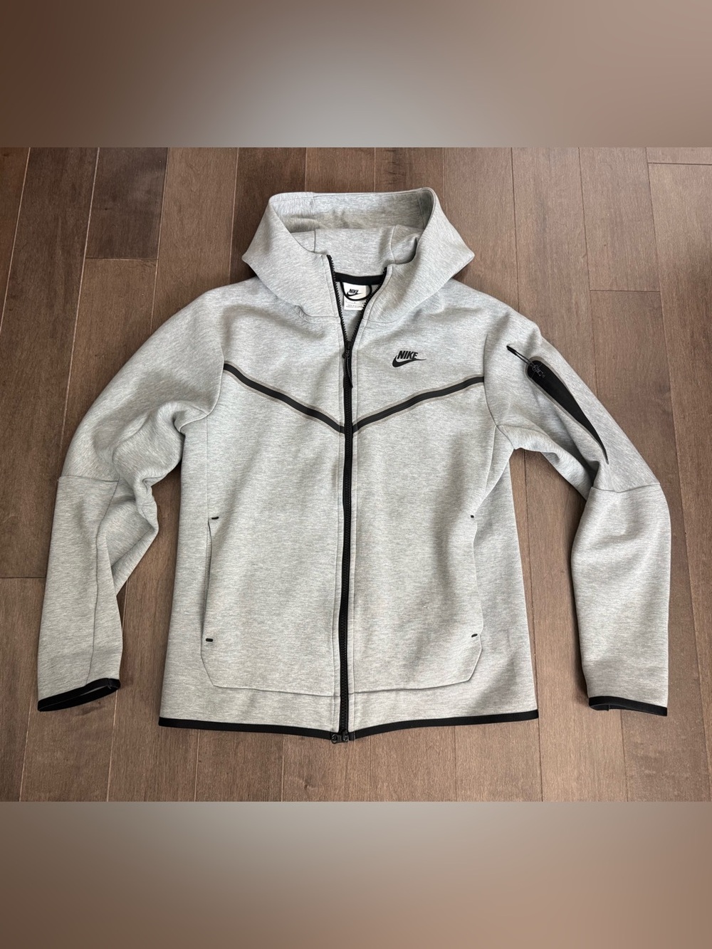 Nike Light Gray Full-Zip Hooded Bomber Jacket